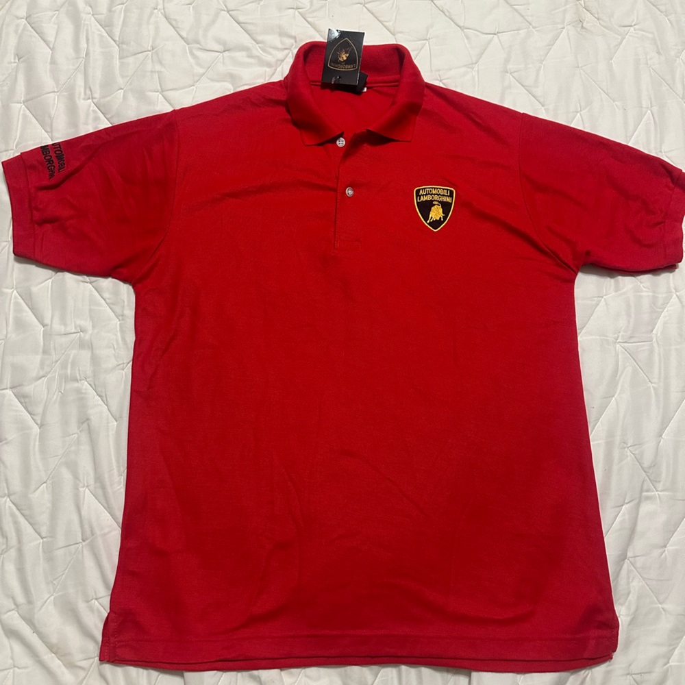 Man’s polo T-shirt, Lamborghini red color size XL fit  L cotton 100%